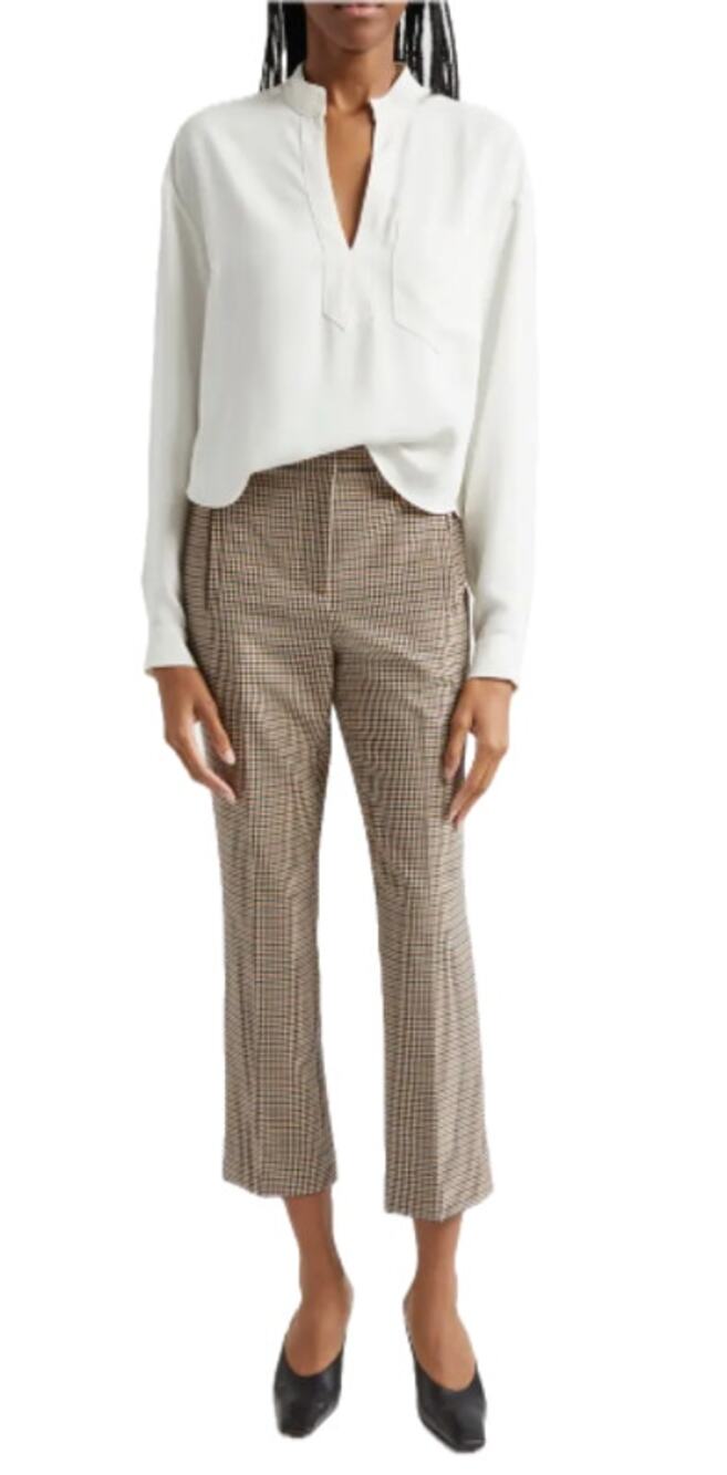 Veronica Beard Arte Houndstooth Check Crop Pants